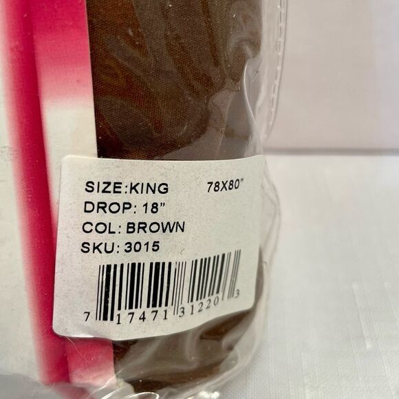 BROWN RUFFLED BED SKIRT KING SIZE 28” DROP COTTON/POLY BLEND NWT - Picture 2 of 3